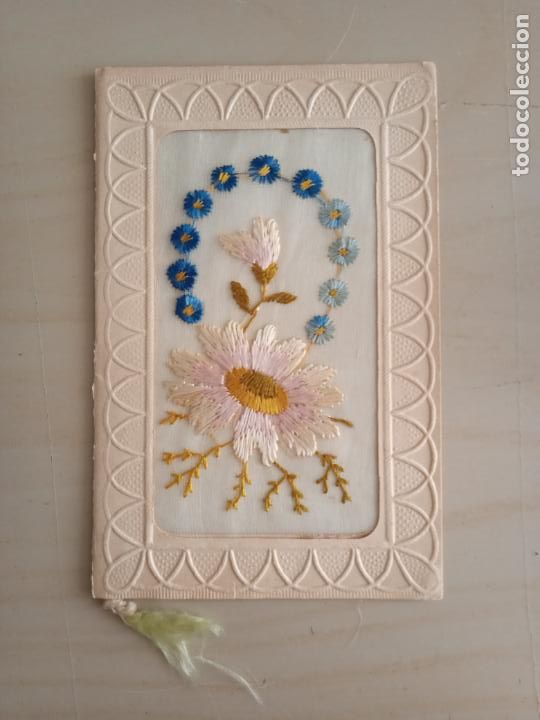 Otros Art&iacute;culos de Coleccionismo en Papel: Tarjeta felicitacion bordada.