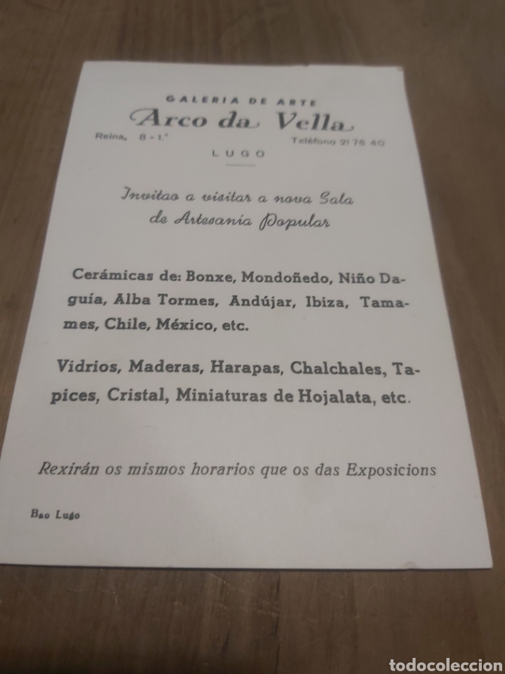 Sammelleidenschaft Andere Papierartikel: LUGO GALER&Iacute;A ARCO DA VELLA PUBLICIDAD BAO LUGO VINTAGE