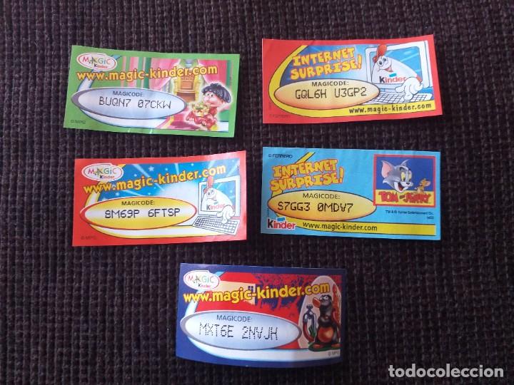 Otros Art&iacute;culos de Coleccionismo en Papel: LOTE 5 PAPELES KINDER. INTERNET SURPRISE. MAGICODE. TOM Y JERRY. TOPOS. BPZ.