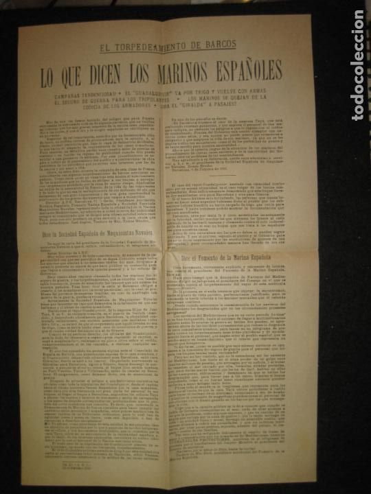 Outros artigos de papel: EL TORPEDEAMIENTO DE BARCOS-LO QUE DICEN LOS MARINOS ESPA&Ntilde;OLES-A&Ntilde;O 1918-VER FOTOS-(K-5672)
