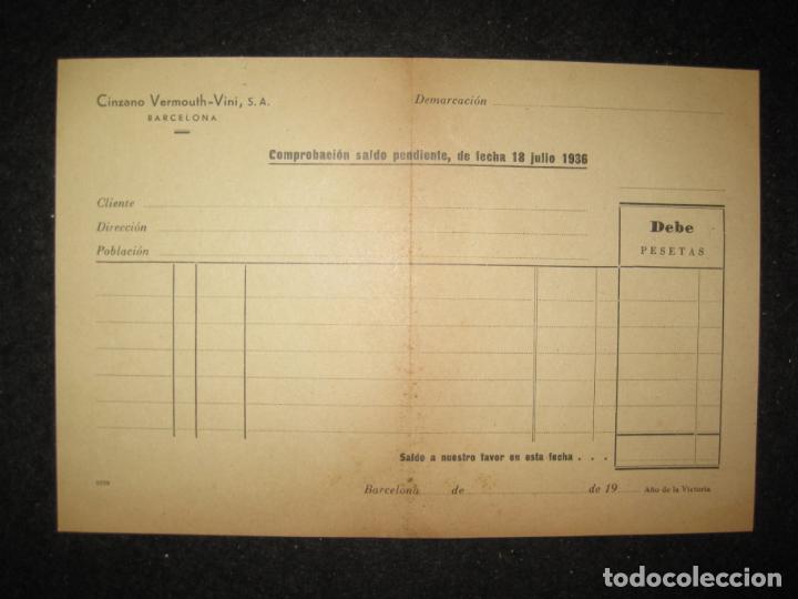 Sammelleidenschaft Andere Papierartikel: BARCELONA-CINZANO VERMOUTH VINI S.A.-A&Ntilde;O 1939-VER FOTOS-(K-5673)
