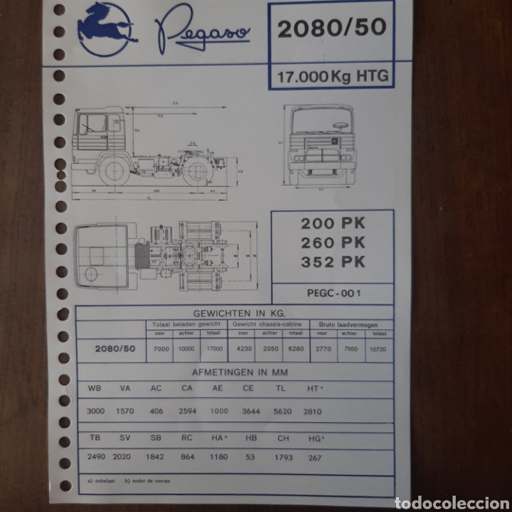Otros art&iacute;culos de coleccionismo en papel: Ficha t&eacute;cnica camion pegaso 2080/50