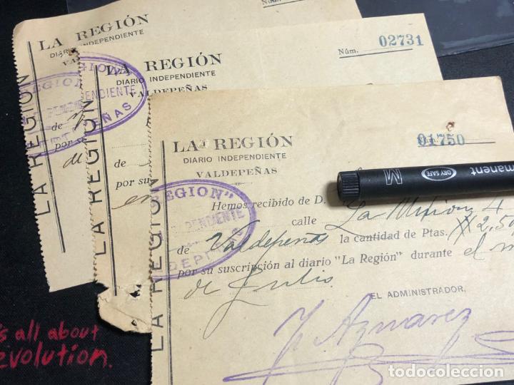 Otros art&iacute;culos de coleccionismo en papel: 3 Antiguos Recibos Diario Independiente La Legi&oacute;n. Valdepe&ntilde;as A&ntilde;os 20