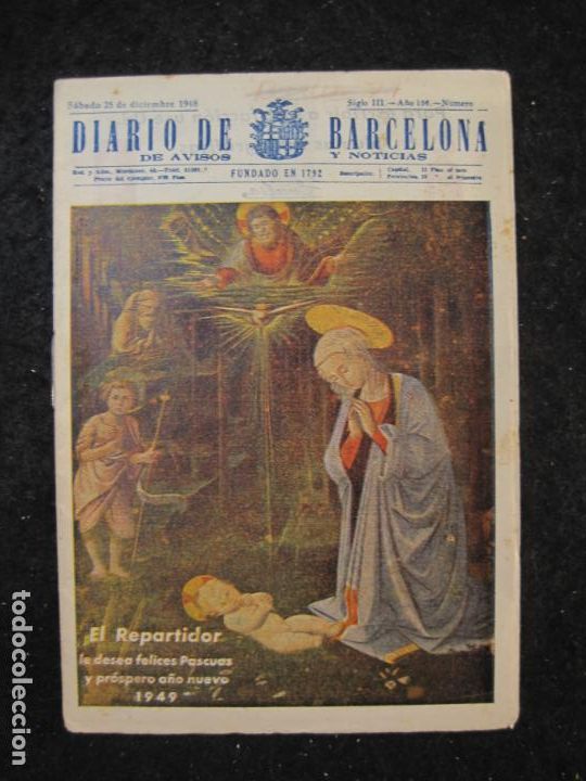 Sammelleidenschaft Andere Papierartikel: EL REPARTIDOR DEL DIARIO DE BARCELONA-A&Ntilde;O 1949-FELICITACION ANTIGUA NAVIDAD-VER FOTOS-(K-5706)