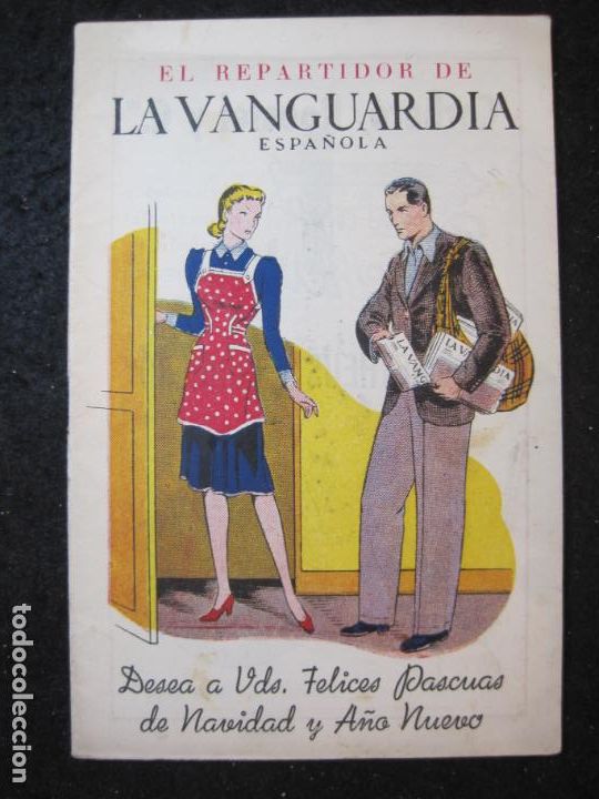 Otros art&iacute;culos de coleccionismo en papel: EL REPARTIDOR DE LA VANGUARDIA ESPA&Ntilde;OLA-A&Ntilde;O 1945-FELICITACION ANTIGUA NAVIDAD-VER FOTOS-(K-5707)
