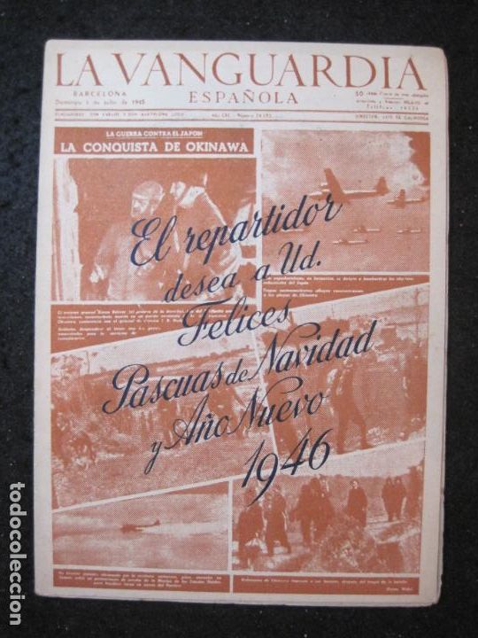 Outros artigos de papel: EL REPARTIDOR DE LA VANGUARDIA ESPA&Ntilde;OLA-A&Ntilde;O 1946-FELICITACION ANTIGUA NAVIDAD-VER FOTOS-(K-5708)