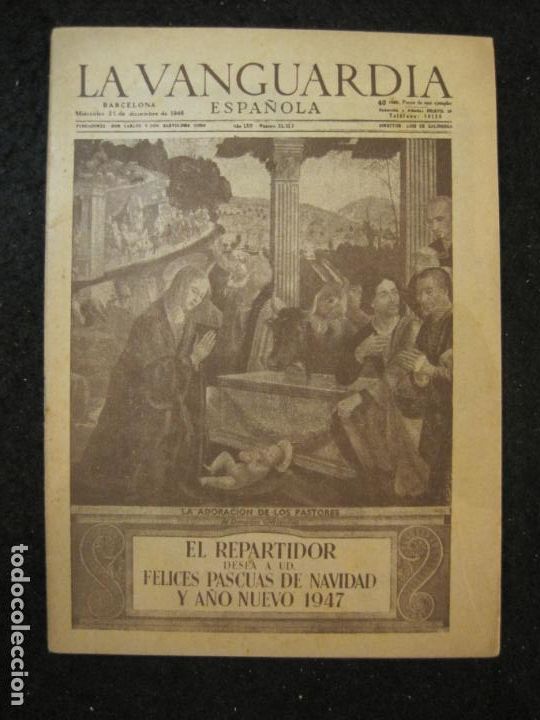 Outros artigos de papel: EL REPARTIDOR DE LA VANGUARDIA ESPA&Ntilde;OLA-A&Ntilde;O 1947-FELICITACION ANTIGUA NAVIDAD-VER FOTOS-(K-5709)