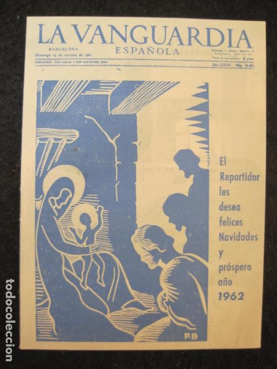 Outros artigos de papel: EL REPARTIDOR DE LA VANGUARDIA ESPA&Ntilde;OLA-A&Ntilde;O 1962-FELICITACION ANTIGUA NAVIDAD-VER FOTOS-(K-5717)