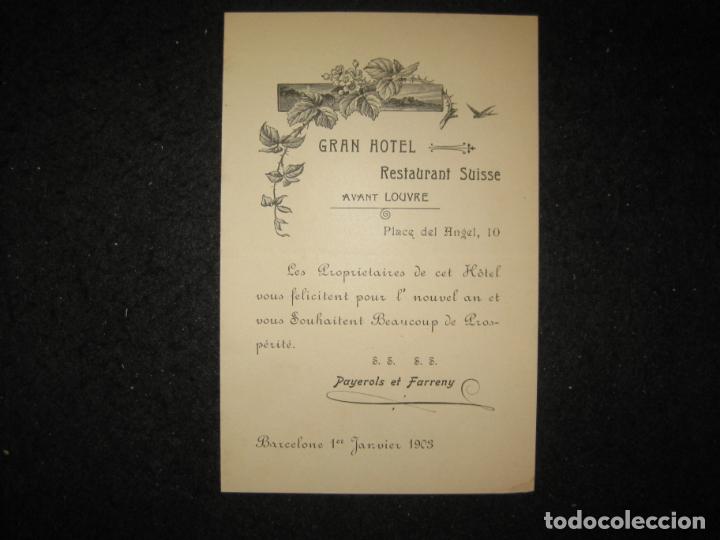 Otros art&iacute;culos de coleccionismo en papel: BARCELONA-GRAN HOTEL-RESTAURANT SUISSSE-INVITACION-PAYEROLS ET FARRENY-A&Ntilde;O 1903-VER FOTOS-(K-5749)