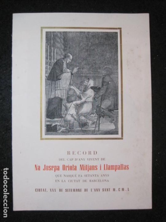 Otros art&iacute;culos de coleccionismo en papel: RECORD DEL CAP D'ANY DE JOSEP ORIOLA MITJANS I LLAMPALLAS-ANY 1950-VER FOTOS-(K-5794)