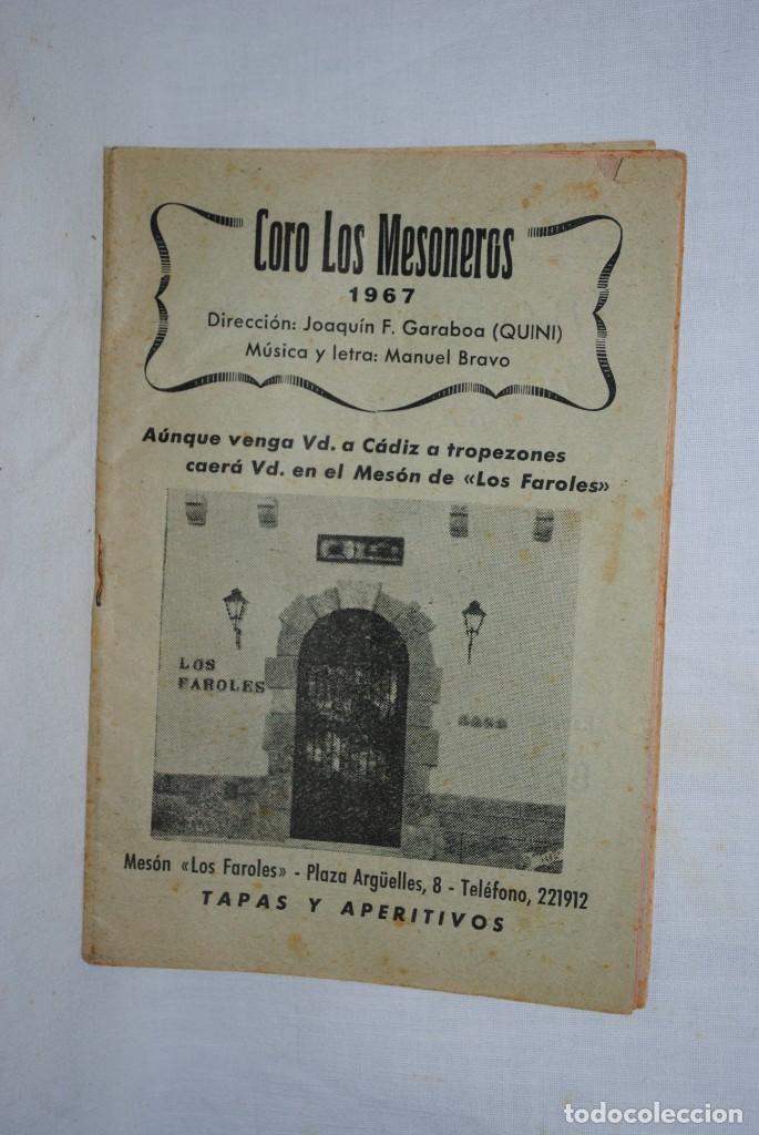 Otros Art&iacute;culos de Coleccionismo en Papel: CARNAVAL DE CADIZ CORO LOS MESONEROS , 1967 .