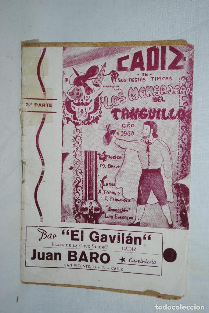 Otros Art&iacute;culos de Coleccionismo en Papel: CARNAVAL DE CADIZ , LOS MENSAJEROS DEL TANGUILLO , 1960