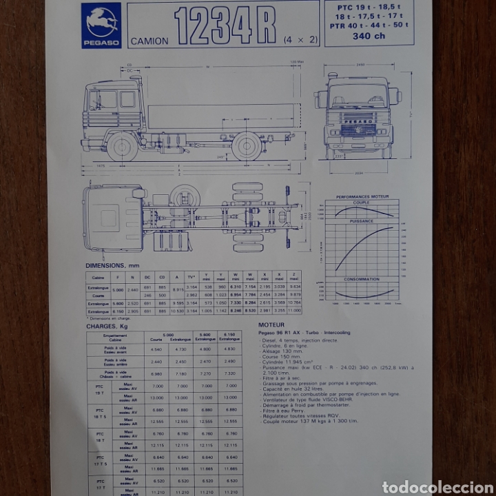 Otros art&iacute;culos de coleccionismo en papel: Ficha camion pegaso 1234 R