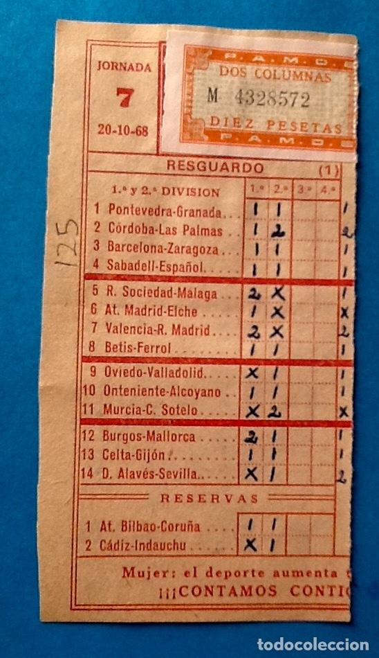 Otros Art&iacute;culos de Coleccionismo en Papel: QUINIELA RELLENADA CON SU POLIZA. 1968. ENVIO INCLUIDO EN EL PRECIO.