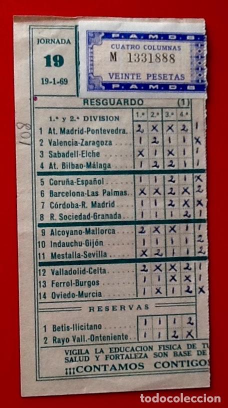 Otros Art&iacute;culos de Coleccionismo en Papel: QUINIELA RELLENADA CON SU POLIZA. 1969. ENVIO INCLUIDO EN EL PRECIO.