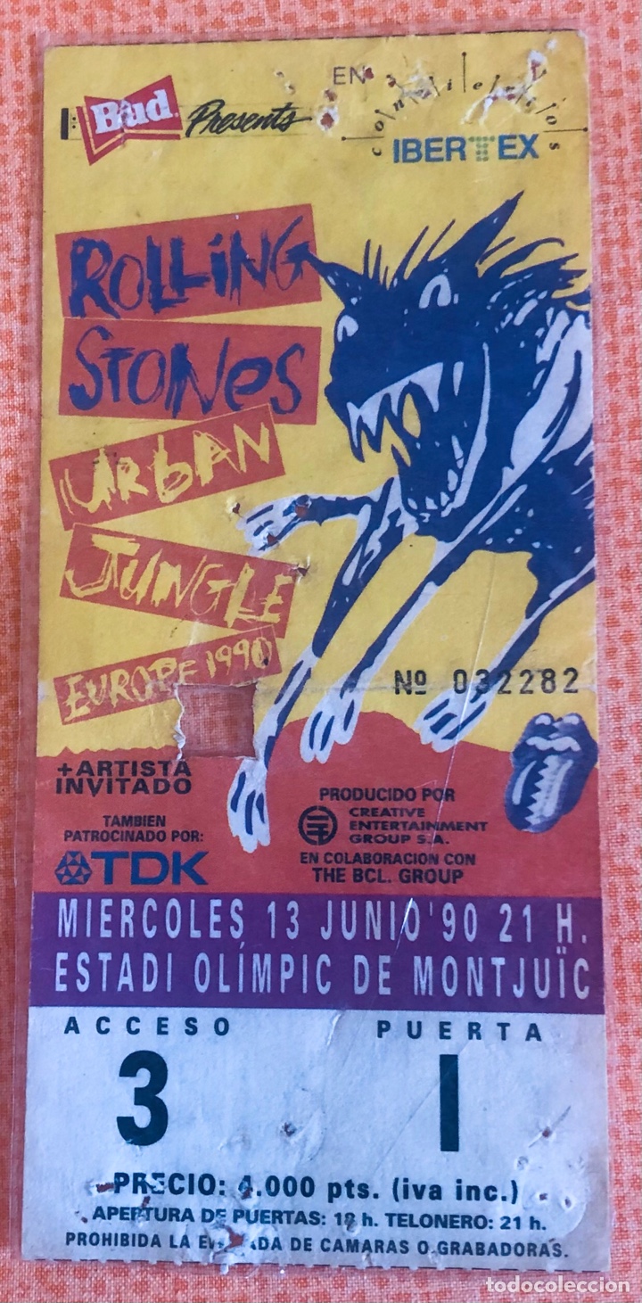 Otros Art&iacute;culos de Coleccionismo en Papel: Entrada Rolling Stones (Gira Urban Jungle 1990)