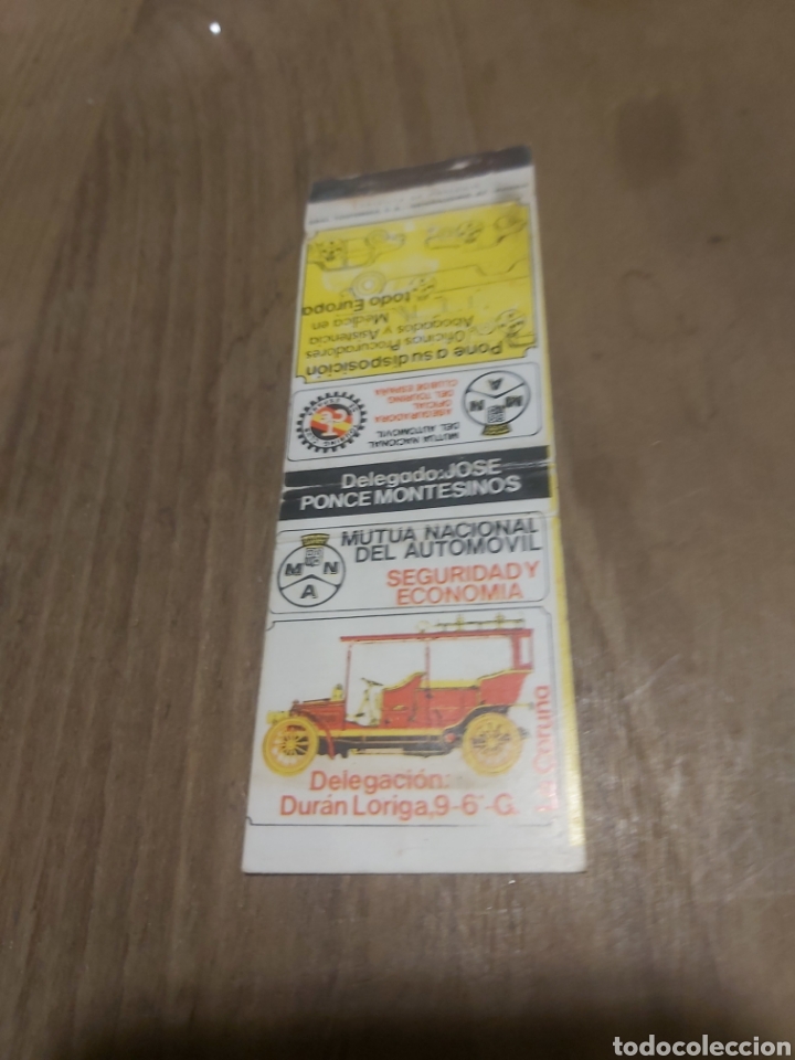 Outros artigos de papel: LA CORU&Ntilde;A MUTUA NACIONAL DEL AUTOM&Oacute;VIL CAJA CERILLAS VINTAGE PUBLICIDAD F&Oacute;SFOROS
