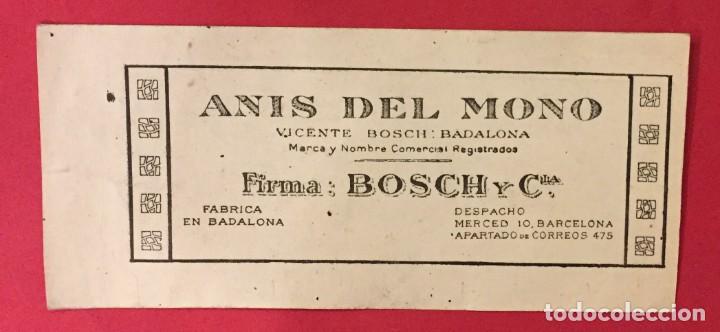 Otros Art&iacute;culos de Coleccionismo en Papel: PROPAGANDA ANIS DEL MONO, FIRMA BOSCH Y CIA. BADALONA