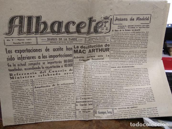 Sammelleidenschaft Andere Papierartikel: Diario de la tarde Albacete n&ordm; 2673 2 de junio 1951. Papel-127