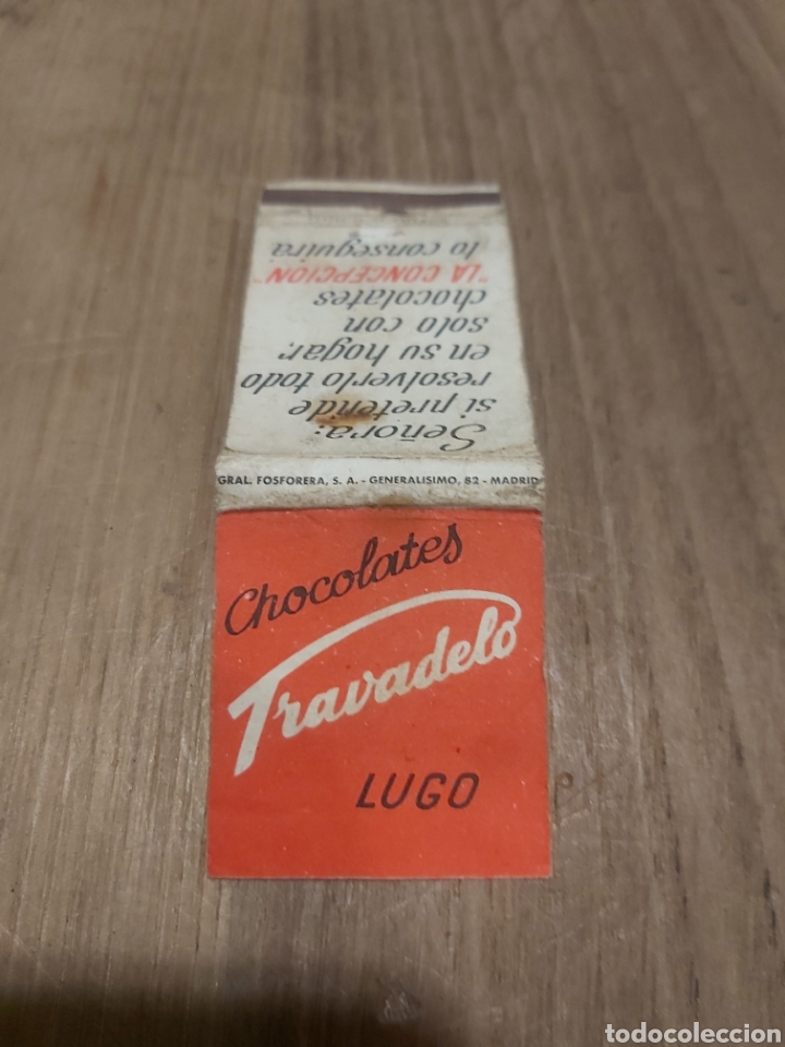 Collectionnisme Papier divers: LUGO LUGO CHOCOLATES TRAVADELO LA CONCEPCION CHOCOLATE CAJA CERILLAS VINTAGE PUBLICIDAD