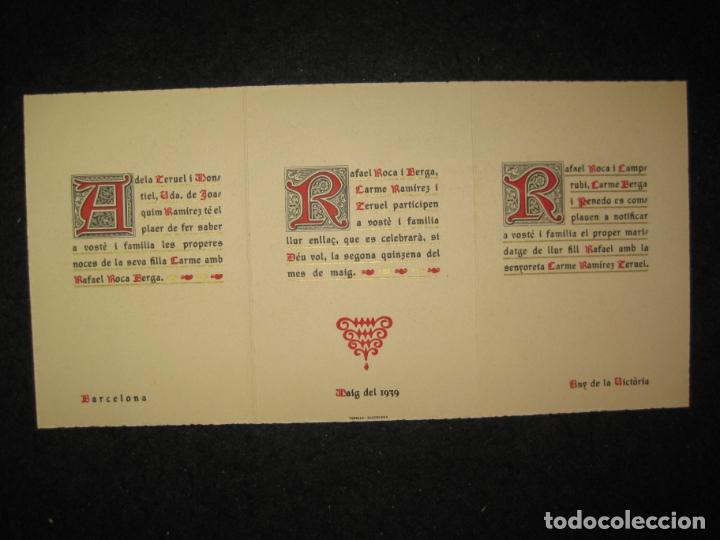 Sammelleidenschaft Andere Papierartikel: INVITACION ANTIGUA DE BODA-BARCELONA-MAIG DEL 1939 (POS GUERRA CIVIL)-VER FOTOS-(90.059)