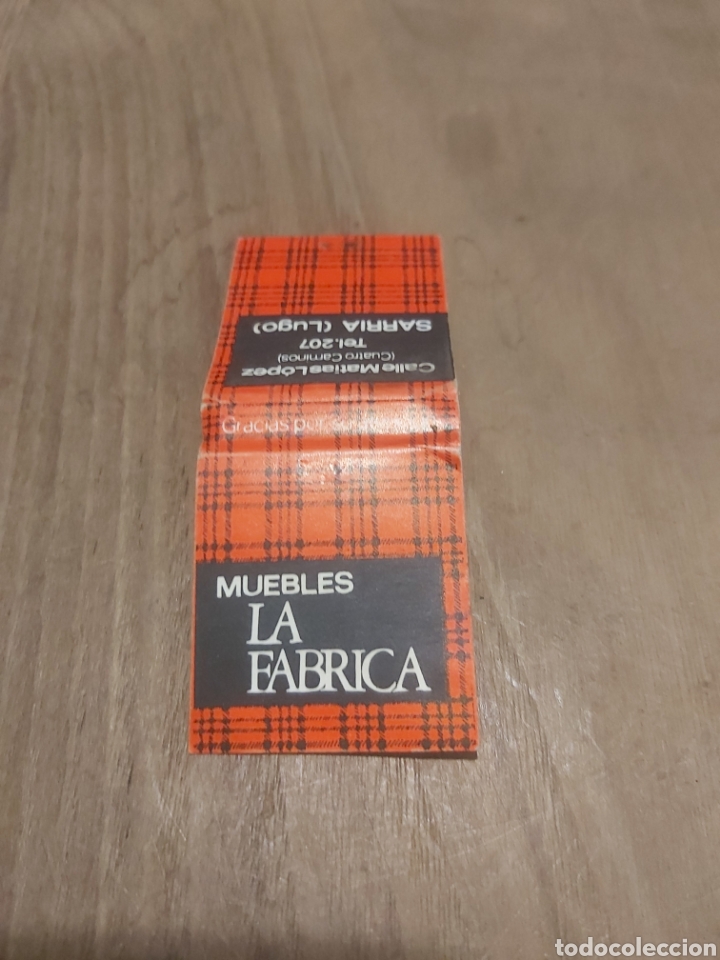 Sammelleidenschaft Andere Papierartikel: SARRIA LUGO MUEBLES LA F&Aacute;BRICA CAJA CERILLAS VINTAGE PUBLICIDAD