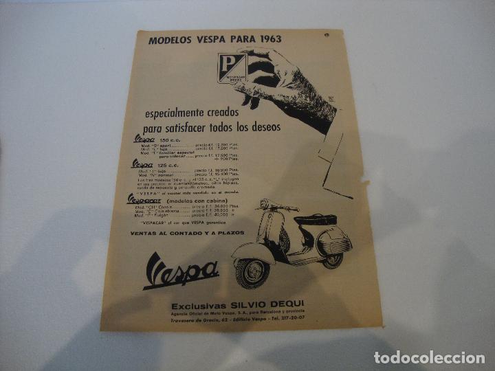 Otros Art&iacute;culos de Coleccionismo en Papel: HOJA PUBLICIDAD REVISTA DESTINO 1962 VESPA
