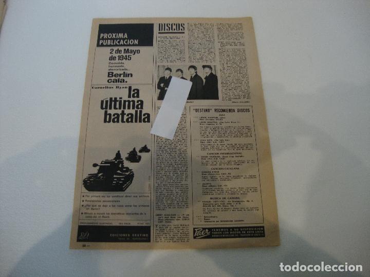 Otros art&iacute;culos de coleccionismo en papel: HOJA PUBLICIDAD REVISTA DESTINO 1966 THE BEATLES