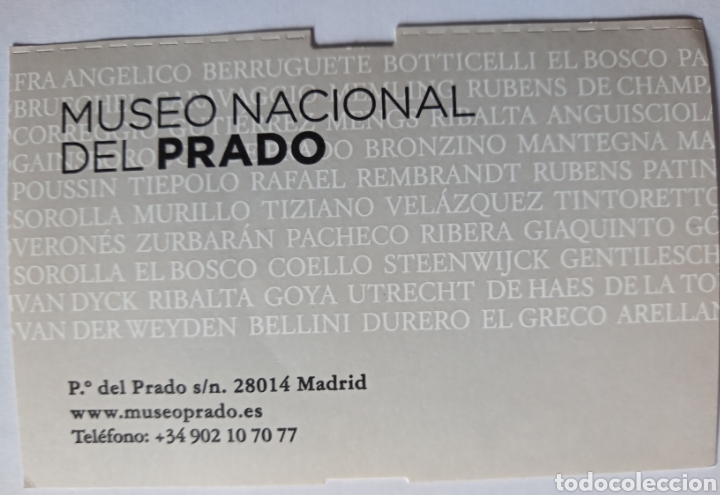 Otros Art&iacute;culos de Coleccionismo en Papel: ENTRADA MUSEO NACIONAL DEL PRADO MADRID