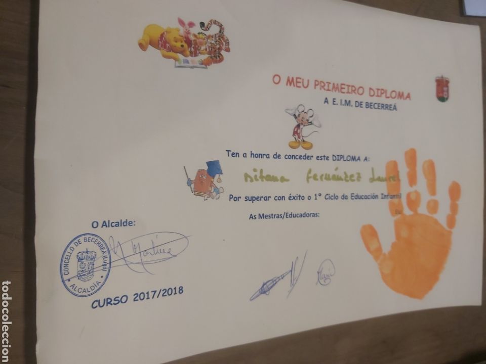 Collectionnisme Papier divers: O MEU PRIMEIRO DIPLOMA AEIM BECERREA LUGO 2017/8 EDUCACI&Oacute;N INFANTIL