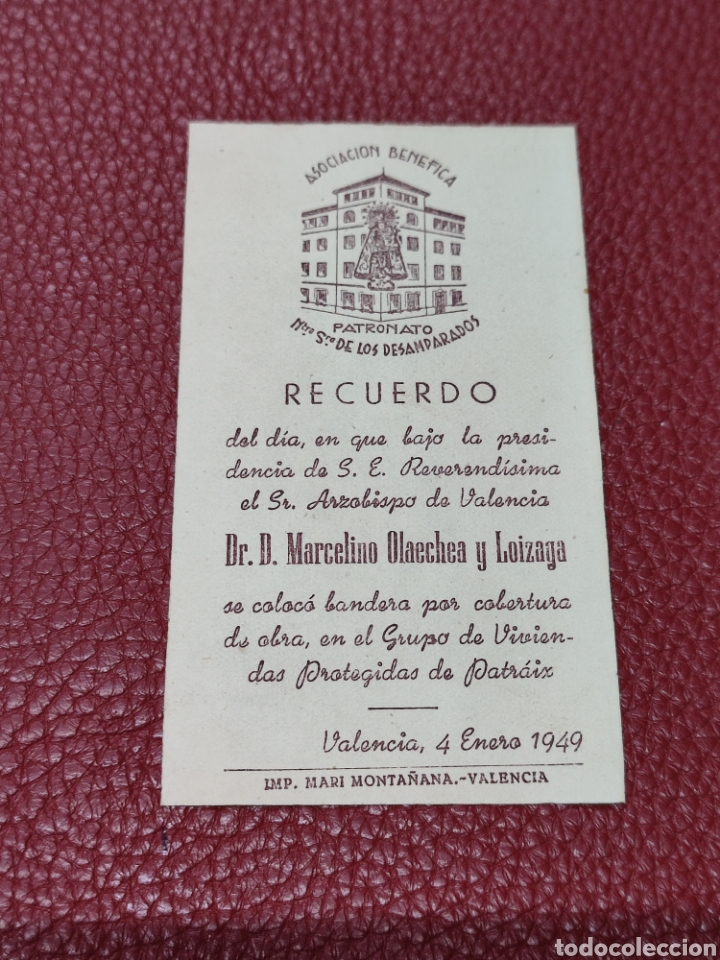 Outros artigos de papel: Recuerdo Asociaci&oacute;n Virgen de los Desamparados 1949 Patraix