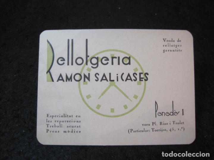 Otros Art&iacute;culos de Coleccionismo en Papel: BARCELONA-RELLOTGERIA RAMON SAL I CASES-RELOJ-TARJETA PUBLICIDAD-VER FOTOS-(91.015-2)