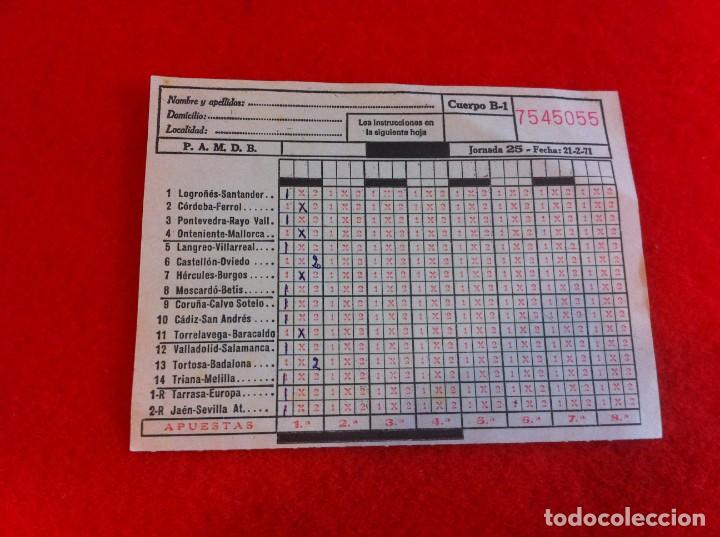 Collectionnisme Papier divers: QUINIELA DE F&Uacute;TBOL. JORNADA 25. FECHA 21-2-71