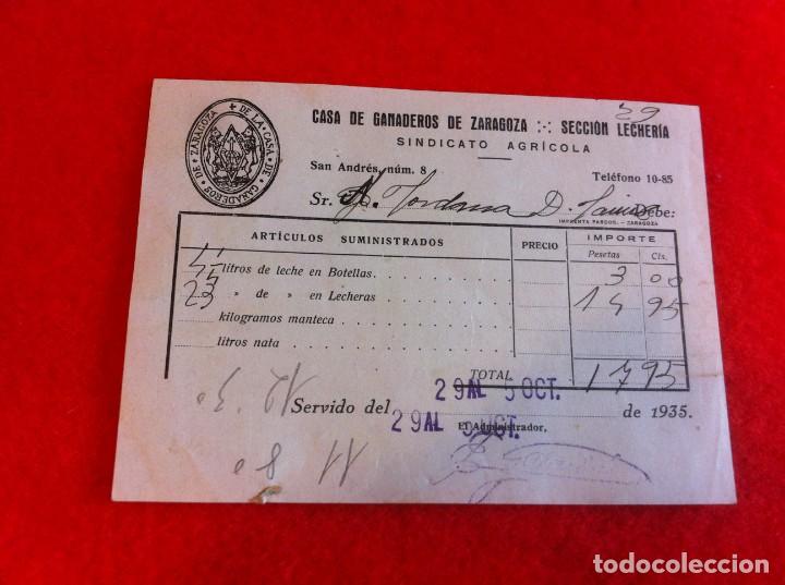 Outros artigos de papel: CASA DE GANADEROS DE ZARAGOZA, SECCI&Oacute;N LECHER&Iacute;A. 1935.