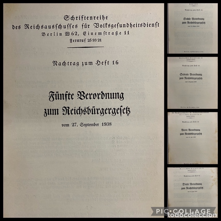 Otros Art&iacute;culos de Coleccionismo en Papel: Schriftenreihe des Reichsausschusses f&uuml;r Volksgesundheitsdienst. Hefte 16 / NSDAP. Reich. Hitler