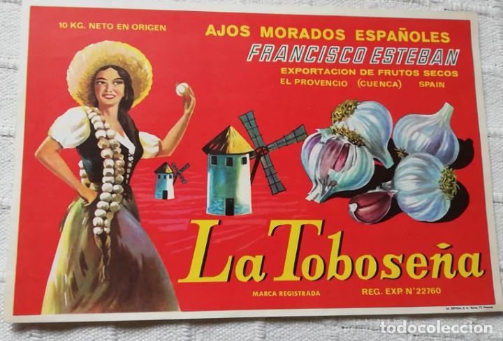 Outros artigos de papel: ANTIGUA ETIQUETA/ OLD ADVERT: LA TOBOSE&Ntilde;A AJOS BLANCOS FRANCISCO ESTEBAN EL PROVENCIO