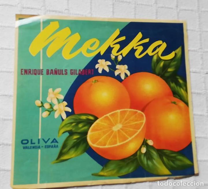 Outros artigos de papel: ANTIGUA ETIQUETA/ OLD ADVERT: NARANJAS MEKKA ENRIQUE BA&Ntilde;ULS GILABERT OLIVA VALENCIA