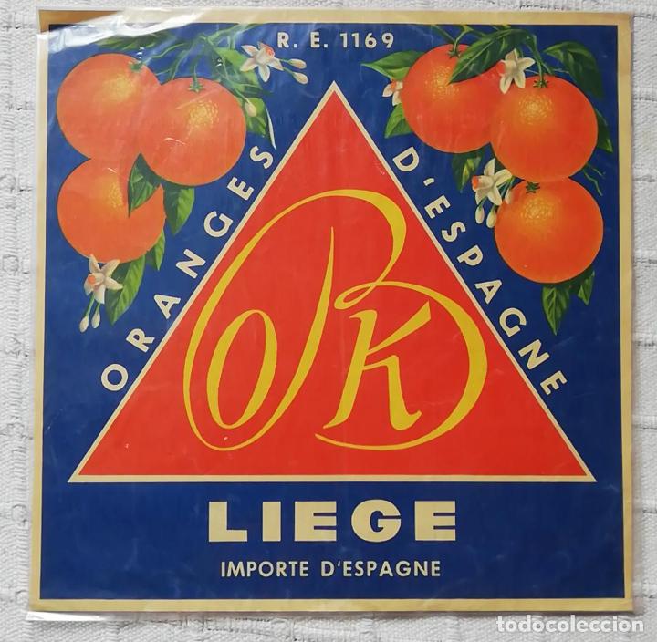 Outros artigos de papel: ANTIGUA ETIQUETA/ OLD ADVERT: NARANJAS ORANGES D'ESPAGNE LIEGE