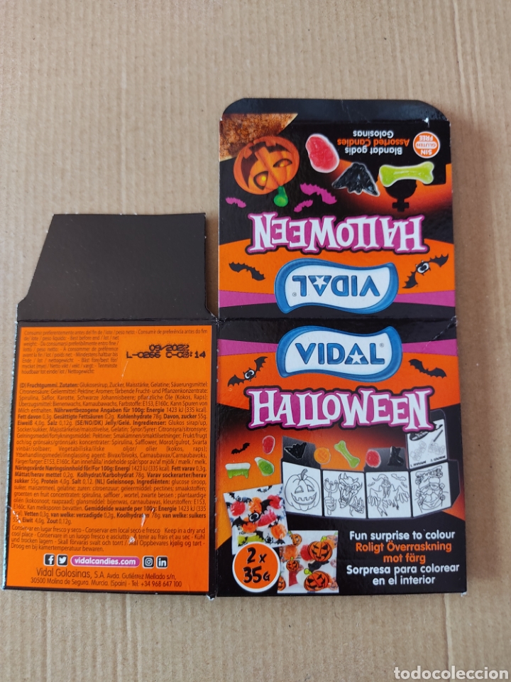 Otros Art&iacute;culos de Coleccionismo en Papel: CAJA VACIA HALLOWEEN VIDAL CON DIBUJOS PARA COLOREAR FRANKENSTEIN PUMPKIN FANTASMA DIABLO