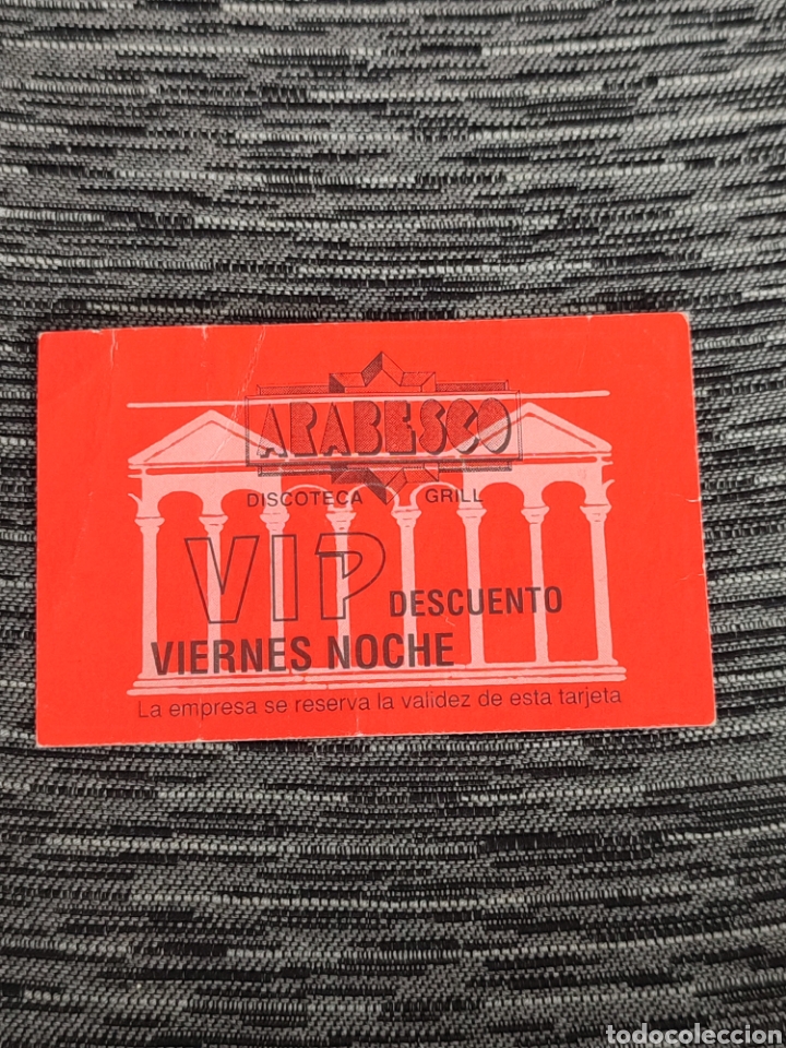 Collectionnisme Papier divers: Entrada VIP discoteca Arabesco Valencia