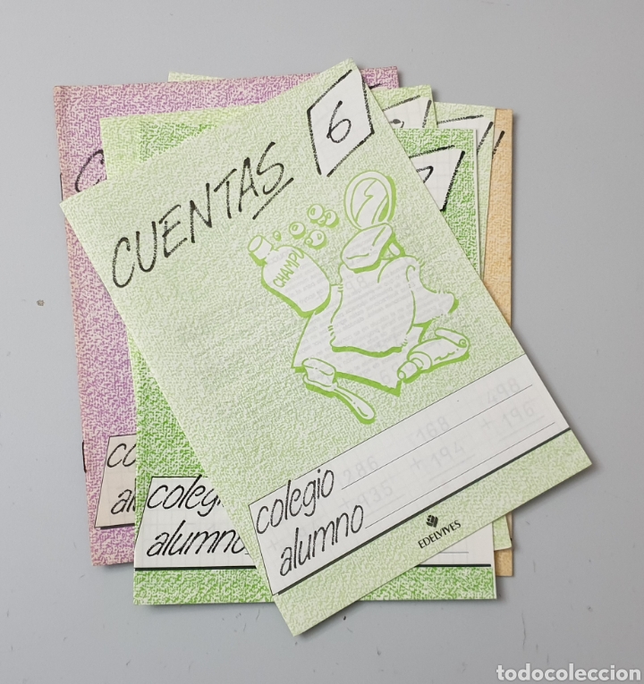 Otros Art&iacute;culos de Coleccionismo en Papel: LOTE 6 CUADERNOS CUENTAS EDELVIVES 1988 COLEGIO EGB NUEVOS VINTAGE
