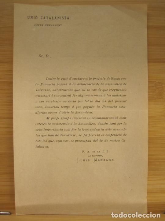 Altri oggetti di carta: UNIO CATALANISTA-PROJECTE DE BASES-LLUIS MARSANS-VER FOTOS-(K-6239)