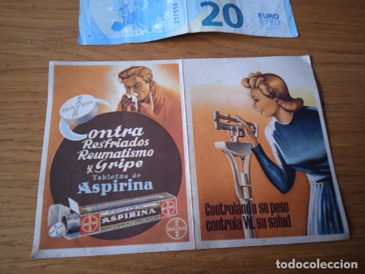 Otros art&iacute;culos de coleccionismo en papel: Aspirina Bayer. Tarjeta de control de peso. Publicidad antigua. A&ntilde;os 40