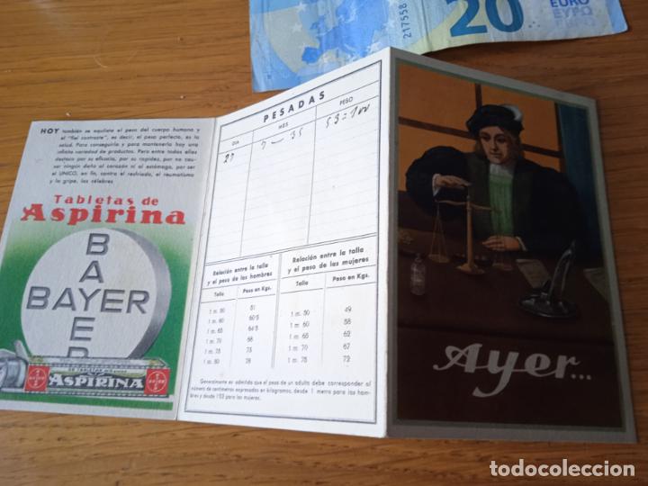 Otros art&iacute;culos de coleccionismo en papel: Aspirina, Panflavina. Tarjeta de control de peso. Publicidad antigua. A&ntilde;os 40