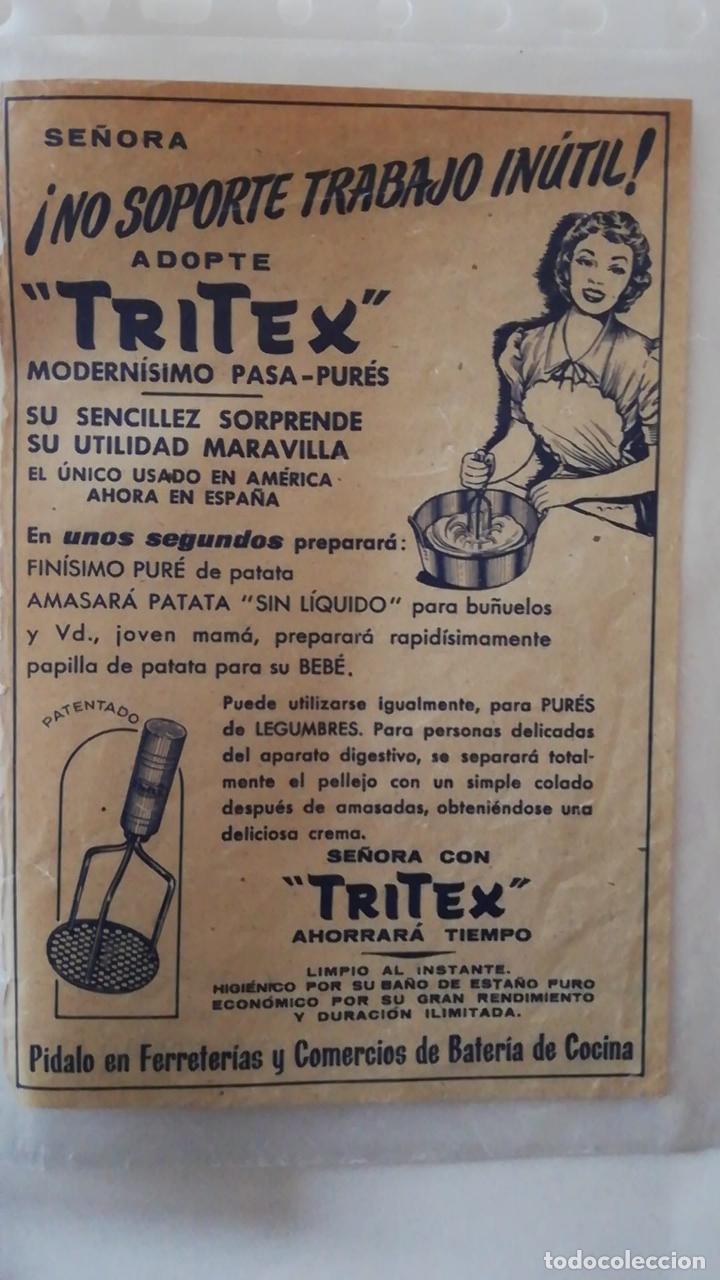 Outros artigos de papel: ANTIGUA PUBLICIDAD / VINTAGE ADVERT: TRITEX PASA PUR&Eacute;S / MASHER 1950
