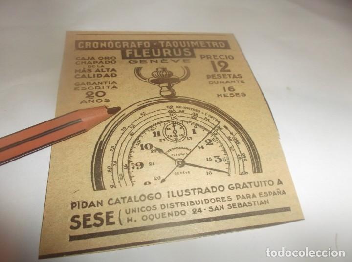 Otros Art&iacute;culos de Coleccionismo en Papel: RECORTE PUBLICIDAD A&Ntilde;O 1927.- CRON&Oacute;GRAFO - TAQUIMETRO FLEURES -GEN&Eacute;VE - CAS SESE -SAN SEBASTIAN