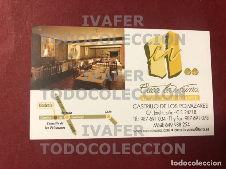 Otros art&iacute;culos de coleccionismo en papel: TARJETA HOTEL RESTAURANTE CUCA LA VAINA, CASTRILLO DE LOS POLVAZARES, LEON