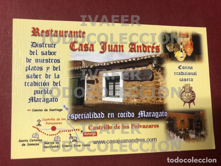 Paper Collecting Others: TARJETA RESTAURANTE CASA JUAN ANDRES, CASTRILLO DE LOS POLVAZARES, LEON, COCIDO MARAGATO