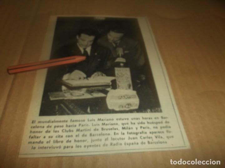 Otros Art&iacute;culos de Coleccionismo en Papel: RECORTE A&Ntilde;O 1965 (BARCELONA)CANTANTE LUIS MARIANO,LIBRO HONOR DE MARTINI.LOCUTOR J.CARLOS VILA