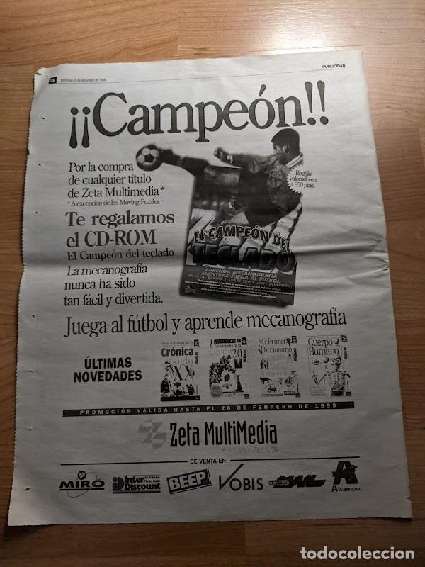 Sammelleidenschaft Andere Papierartikel: ANUNCIO PRENSA ZETA MULTIMEDIA 1998
